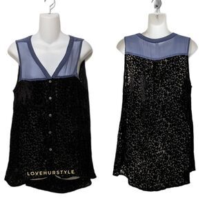 GYPSY JUNKIES Silk Velvet Flocked Sleeveless Top S